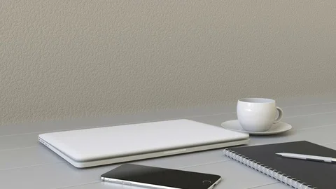 Opening laptop with Salesforce logo on the screen. Modern workplace conceptual Stock Footage