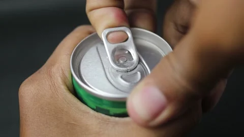 Opening lid soda can by hand Stock Footage 160308846