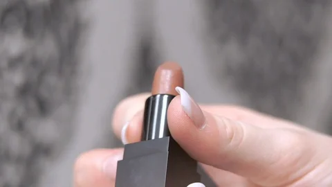 Opening Lipstick Brown Stock Footage 121389495