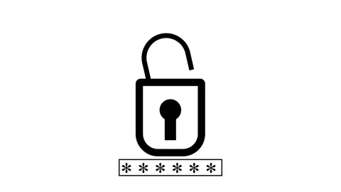 Opening the lock by entering the code. Animated on a white color background. Stock Footage 256466826