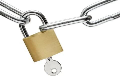 Opening the Lock Isolated on a White Background Stockfoto's