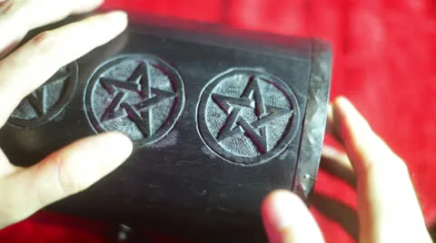 Opening magic box pentagram magical wiccan wicca Stock Footage 25846270