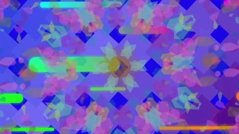 On opening mandala rotating, expanding and pulsing while neon bars sliding, 库存影片 338356335