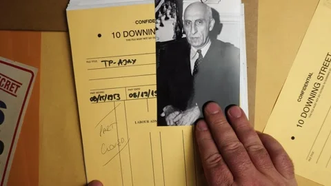 Opening MI6 File Folder With Documents About Operation Ajax, Iranian 1953 Coup Video stock 328071007