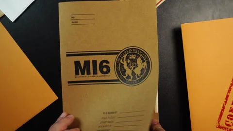 Opening MI6 File Folder With Photo of Oleg Gordievsky, Soviet KGB Colonel Stock Footage 327457285