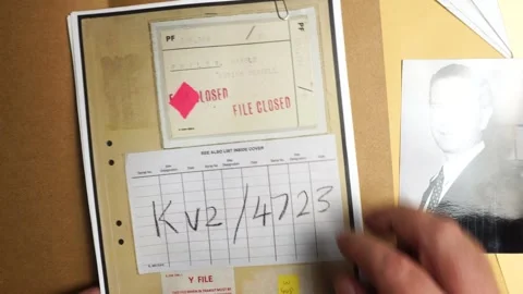 Opening MI6 File Folder With Photo and Declassified Documents and Reports About Video stock 328265831