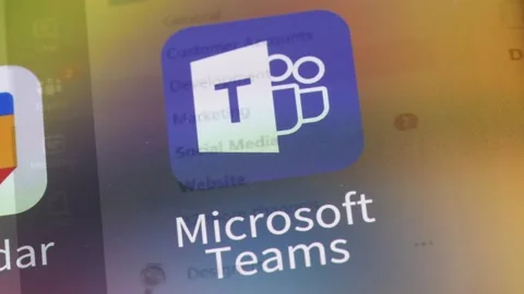 Opening Microsoft Teams App on Mobile Phone Closeup Video Call 库存影片 144939658