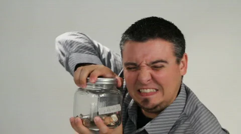 Opening Money Jar Stock Footage 846746