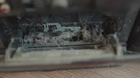 Opening an old abandoned cassette deck full of dust and cobwebs, close up view. Vídeos de archivo 335807191
