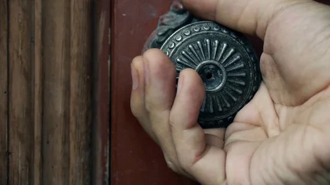 Opening the old door Stock Footage 75397163