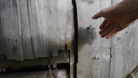 Opening the old door Stock Footage 218349884