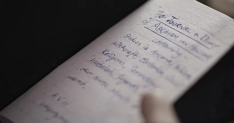 Opening old gothic journal and diary #1  (grd) Stock Footage 226428109