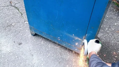 Opening an old metal safe Stock Footage 318372952