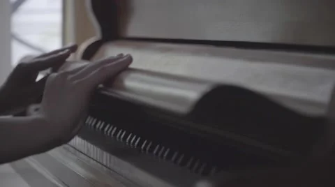 Opening old piano Stock Footage 55343367