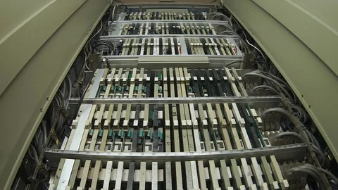 Opening old telephone dial station box Stock Footage 73041671