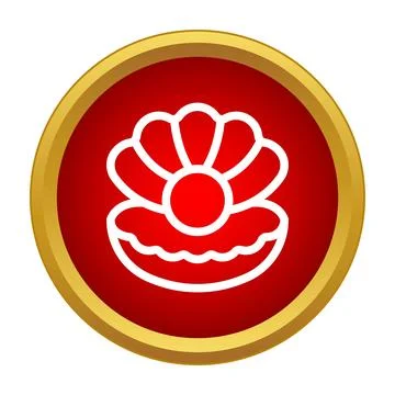 Opening oyster shell revealing round pearl icon Stock Illustration