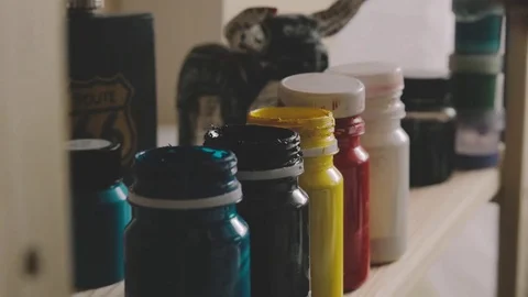 Opening Paint Bottles Stock Footage 79218513