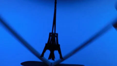 Opening Paper Eiffel Tower Pop Up Three-Dimensional 3D Greeting Card On A Stock Footage 130997332