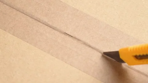 Opening the parcel cardboard box, cutting the adhesive tape 動画素材 270464727