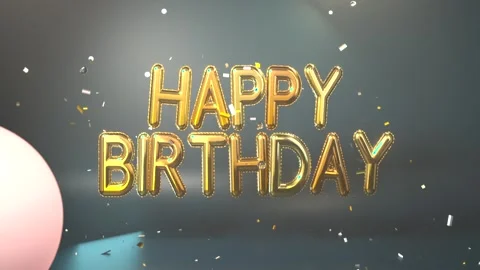 Opening with partial HAP, gold balloon letters forming HAPPY BIRTHDAY in studio, Vídeos de archivo 346154908