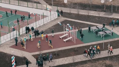 The opening of the Playground in the city Stock Footage 82821452