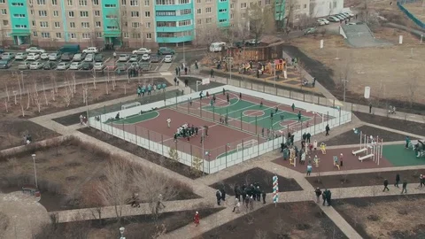 The opening of the Playground in the city Stock Footage 82821536