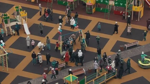 The opening of the Playground in the city Stock Footage 82821556