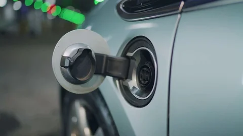 Opening Power Socket of Electric Car. 4K Stock Footage 72652758