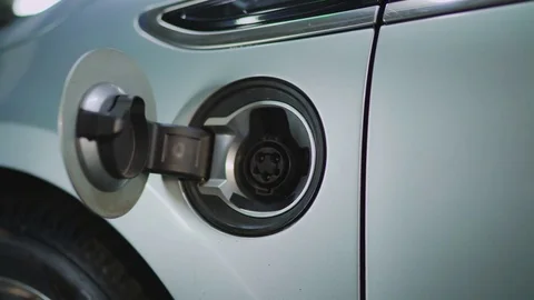 Opening Power Socket of Electric Car. 4K Stock Footage 72652965