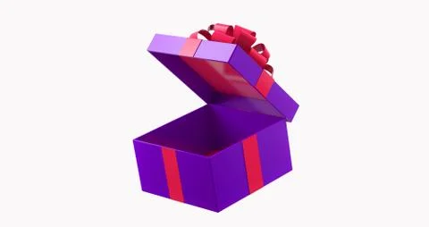 Opening purple Gift box Stock Illustration