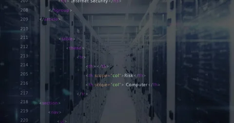 Opening rack aisle showing HTML overlay rendering, correcting table tags Stock Footage 312904555