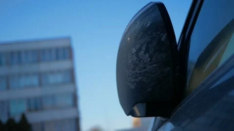 Opening rear-view mirrors in a modern car. Stock Footage 144554800