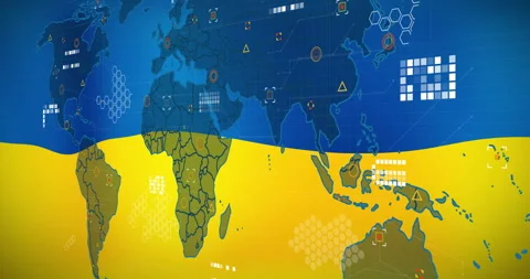 Opening reveal animating world map coloring continents as nodes connecting Stock Footage 313618743