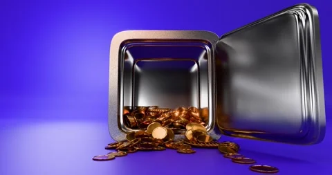 Opening  safe with gold coins  Stock Footage 301318655