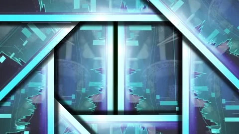 Opening scifi abstract gate with green screen background and moving blocks w Stock-Footage 246682385