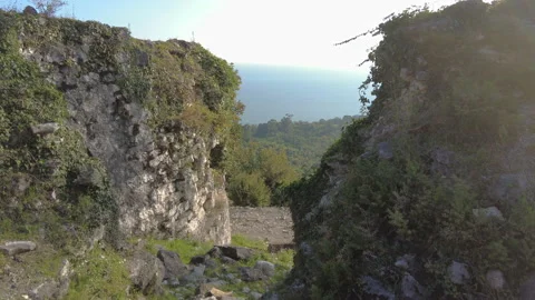 Opening sea view between the stone gorge Stock Footage 164332635