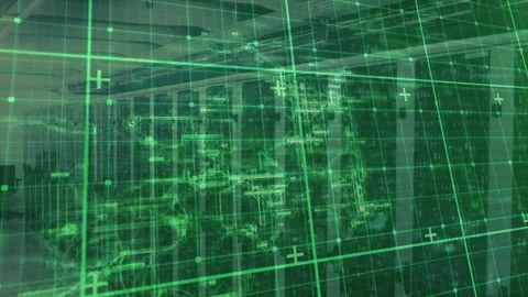 Opening server view causing green grid overlay with crosshairs sweeping for Stock Footage 311126081