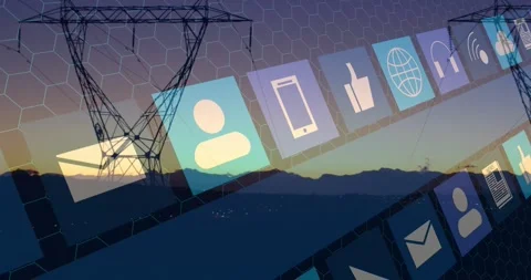 Opening shot launching diagonal app band scrolling up-right, scaling past tower, Stock Footage 328685803