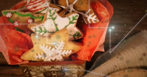 Opening shot lights tracing cookie stack view tilting revealing cloth board Stock Footage 320507031