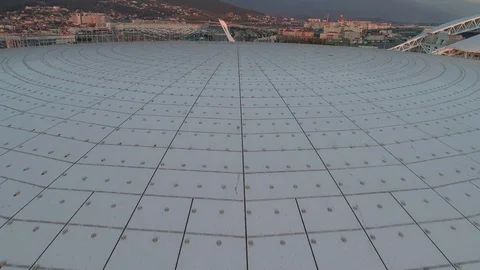 Opening shot of Olympic park in Sochi. Aerial 4K. Stock Footage 99706864