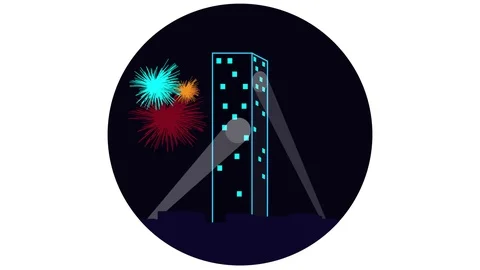 Opening of the skyscraper. Animation of the opening of the skyscraper. Cartoon Stock Footage 108863994