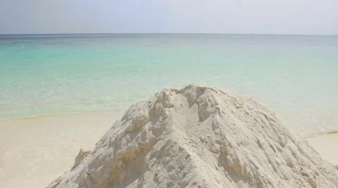 Opening Slow Motion Shot Of Turquoise Tropical Sea With Sandy Beach Stock Footage 47731491