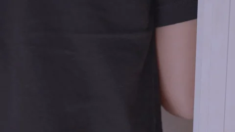 Opening Smart Lock with Fingerprint and Walking Inside Stock Footage 336669622