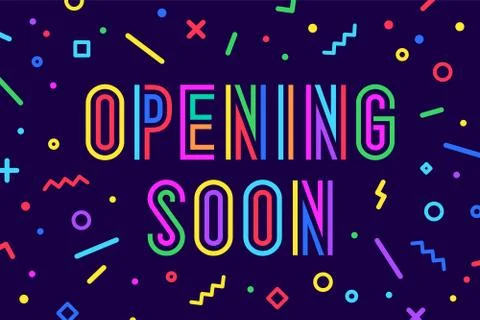 Opening Soon. Banner, speech bubble, poster and sticker concept Illustrazione stock