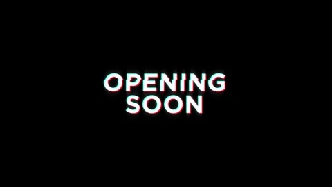 Opening soon text notification glitch effect animation on black background 库存影片 313439222