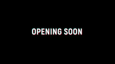 Opening soon text notification glitch effect animation on black background Vidéo 313439229