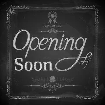 Opening Soon written on chalkboard Stock Illustration