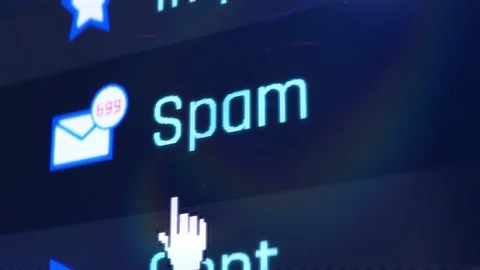 Opening spam folder, too many e-mails, information overload, communications Stock Footage 117229591