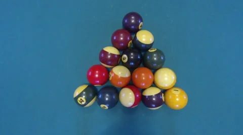 Opening spread on a pool table 스톡 동영상 63571364