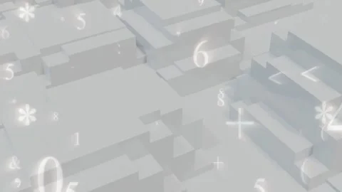 Opening static grid, math symbols materializing drifting as camera panning Stock Footage 317659922